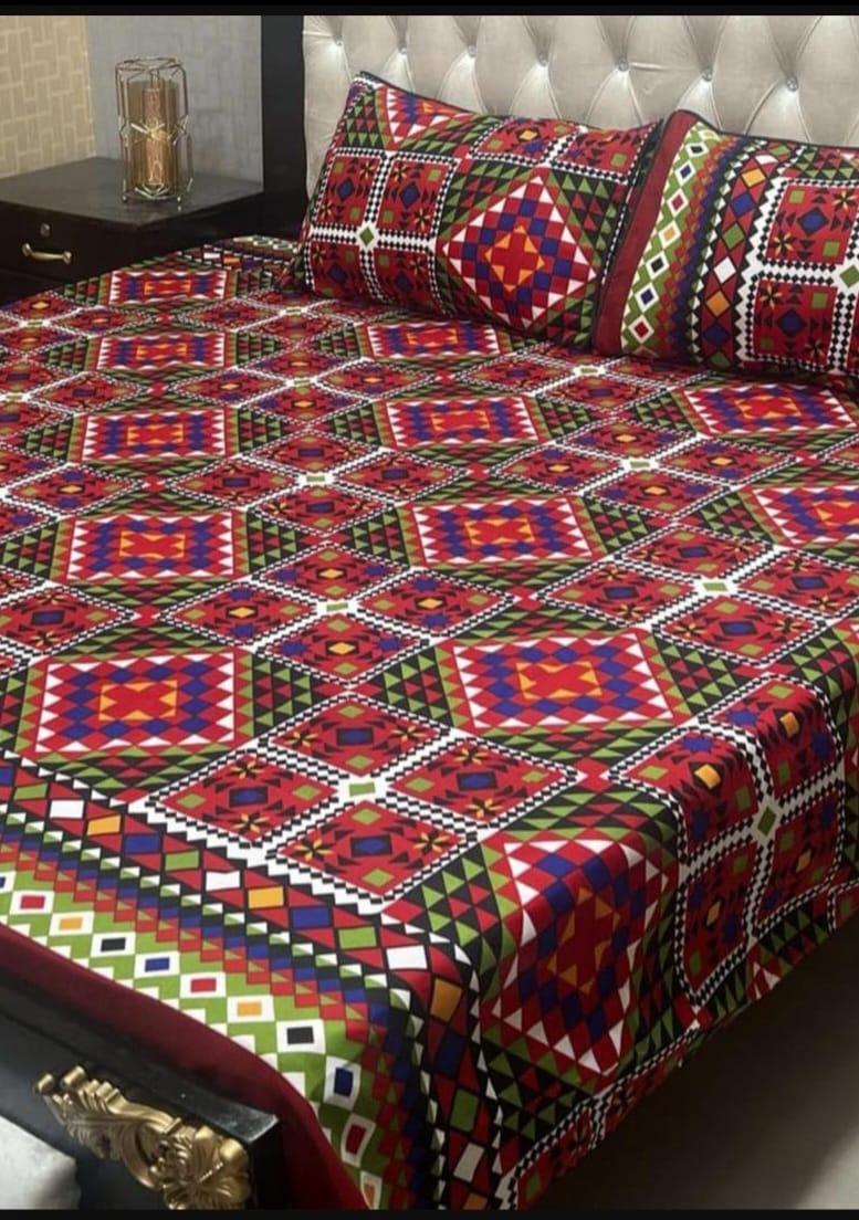 Crystal Cotton Printed Bedsheet Set Double Bed Pakistan