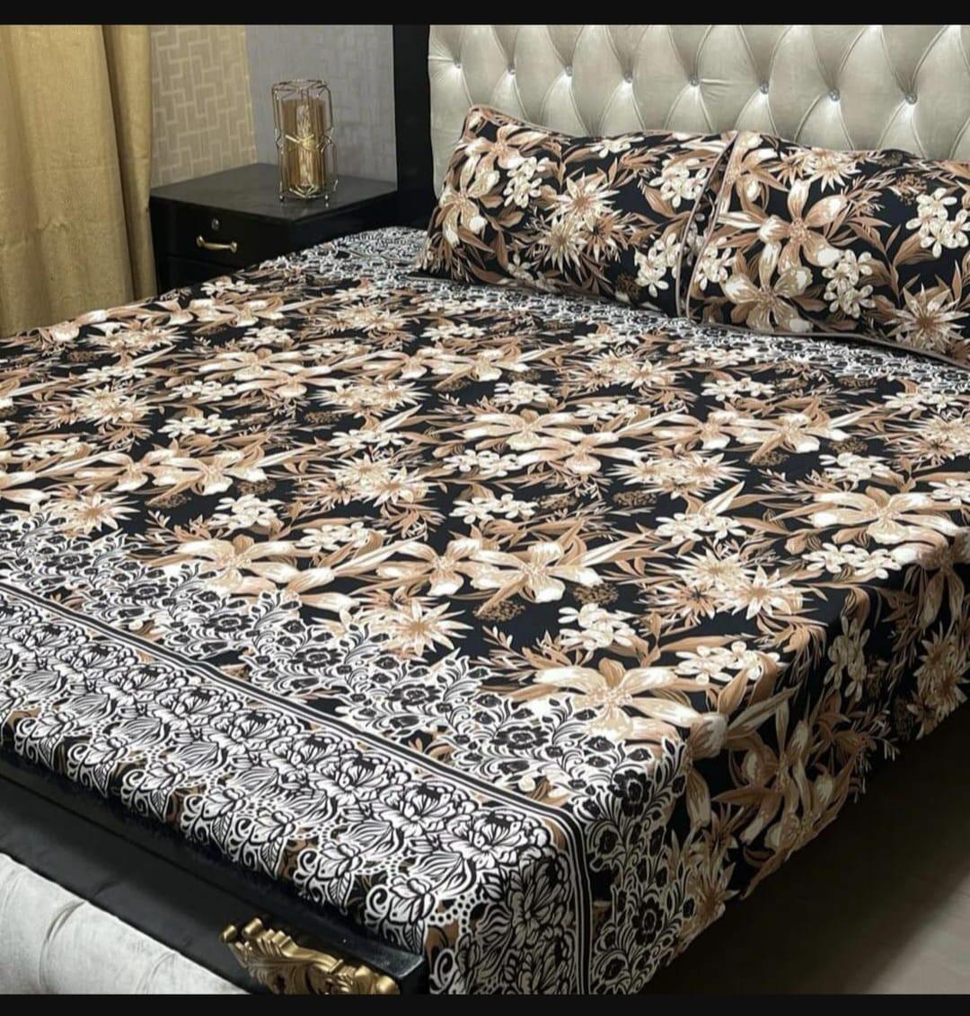 Crystal Cotton Printed Bedsheet Set Double Bed 90x97