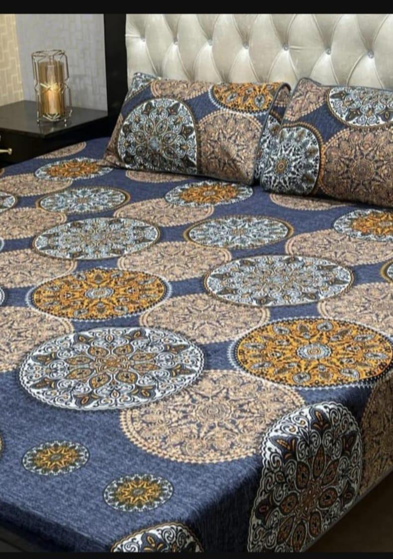Double Bedsheet Set Crystal Cotton Multicolor Printed 90x97