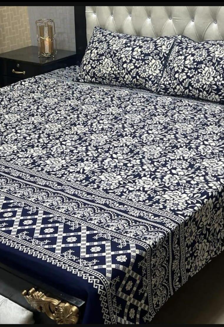 Double Bedsheet Set Crystal Cotton Multicolor Printed 90x97