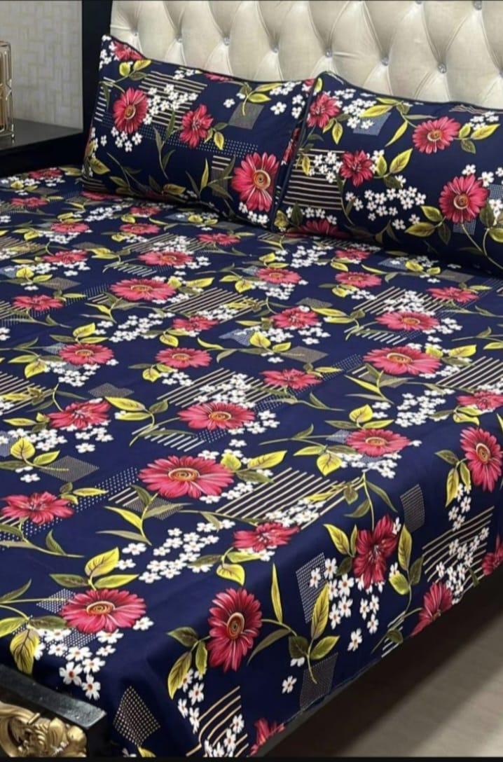 Multicolor Printed Double Bedsheet Set Crystal Cotton Pakistan