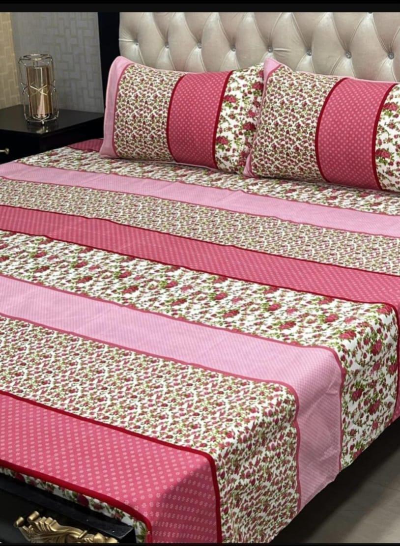 Double Bedsheet Set Crystal Cotton Multicolor Printed 90x97