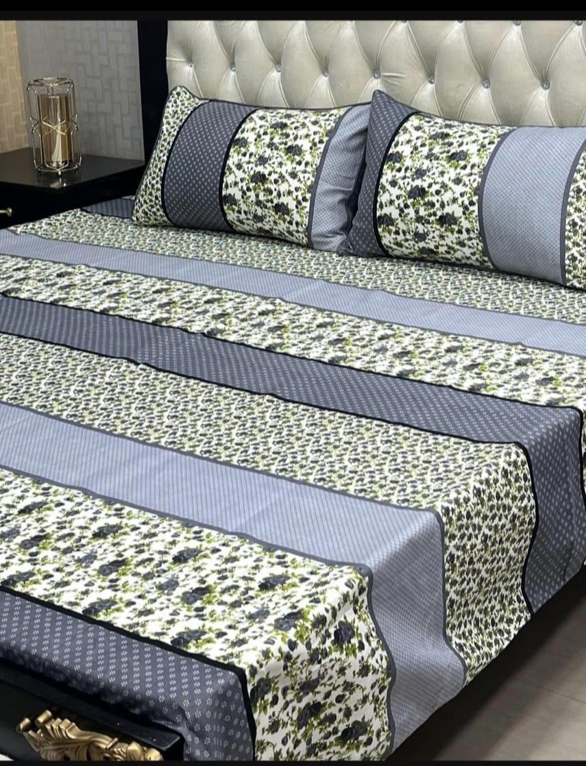 Double Bedsheet Set Crystal Cotton Multicolor Printed 90x97"