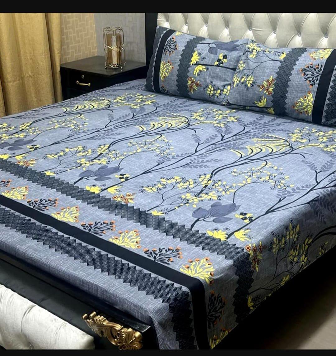 Double Bedsheet Set Crystal Cotton Multicolor Printed 90x97