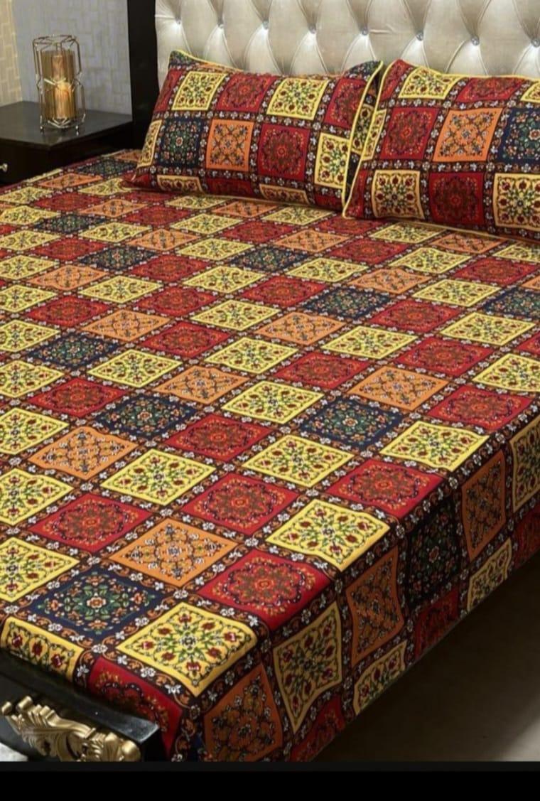 Double Bedsheet Set Crystal Cotton Multicolor Printed