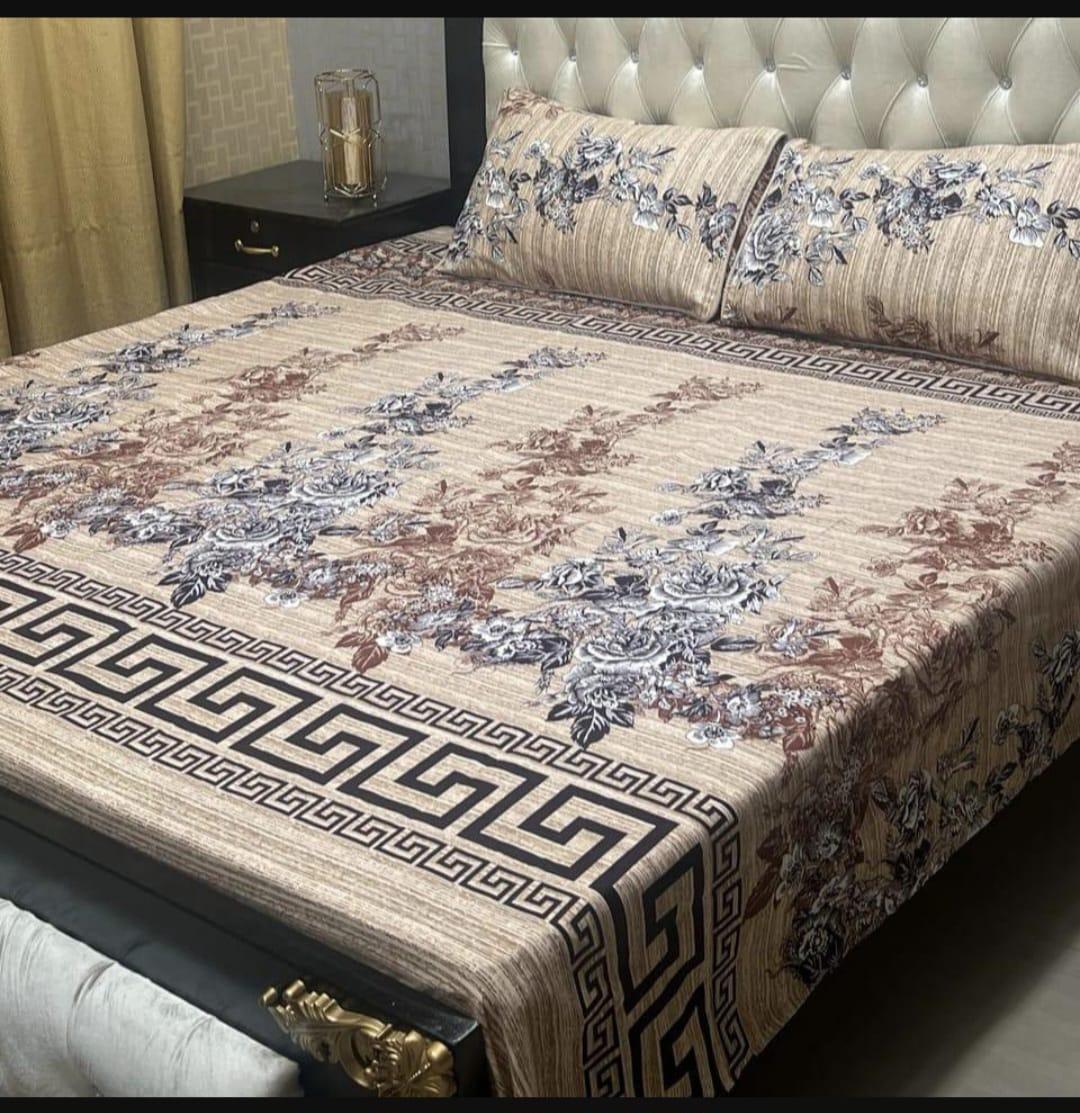 Vibrant Printed Double Bedsheet Set - 3 Pcs Crystal Cotton Comfort