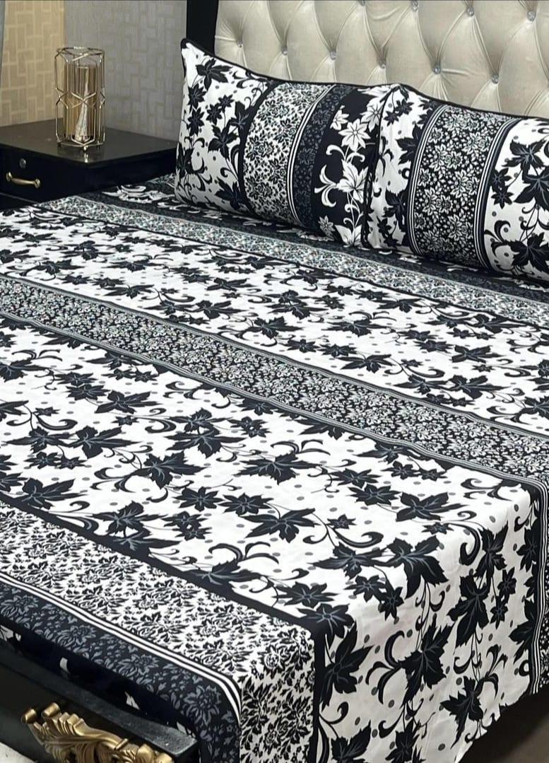 Vibrant Printed Double Bedsheet Set - 3 Pcs Crystal Cotton Comfort