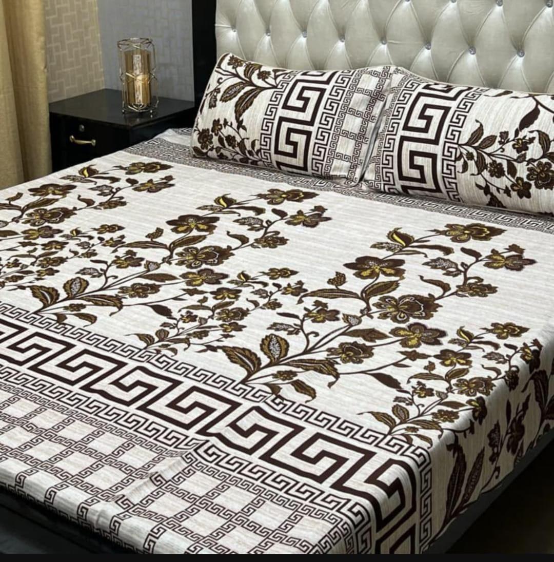 Vibrant Printed Double Bedsheet Set - 3 Pcs Crystal Cotton Comfort