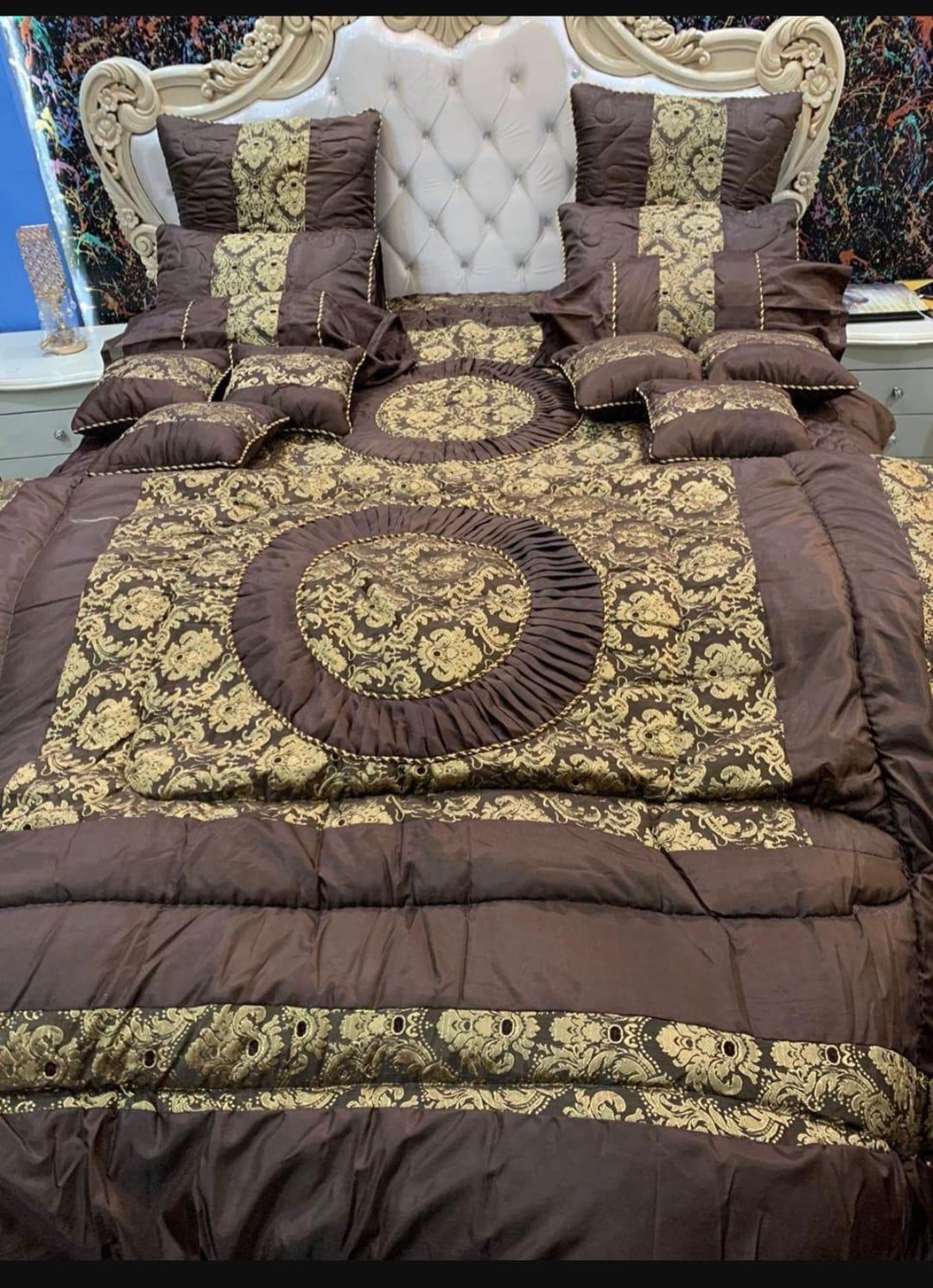 Luxurious Silk Jacquard 14 Pcs King Size Patchwork Razai Set