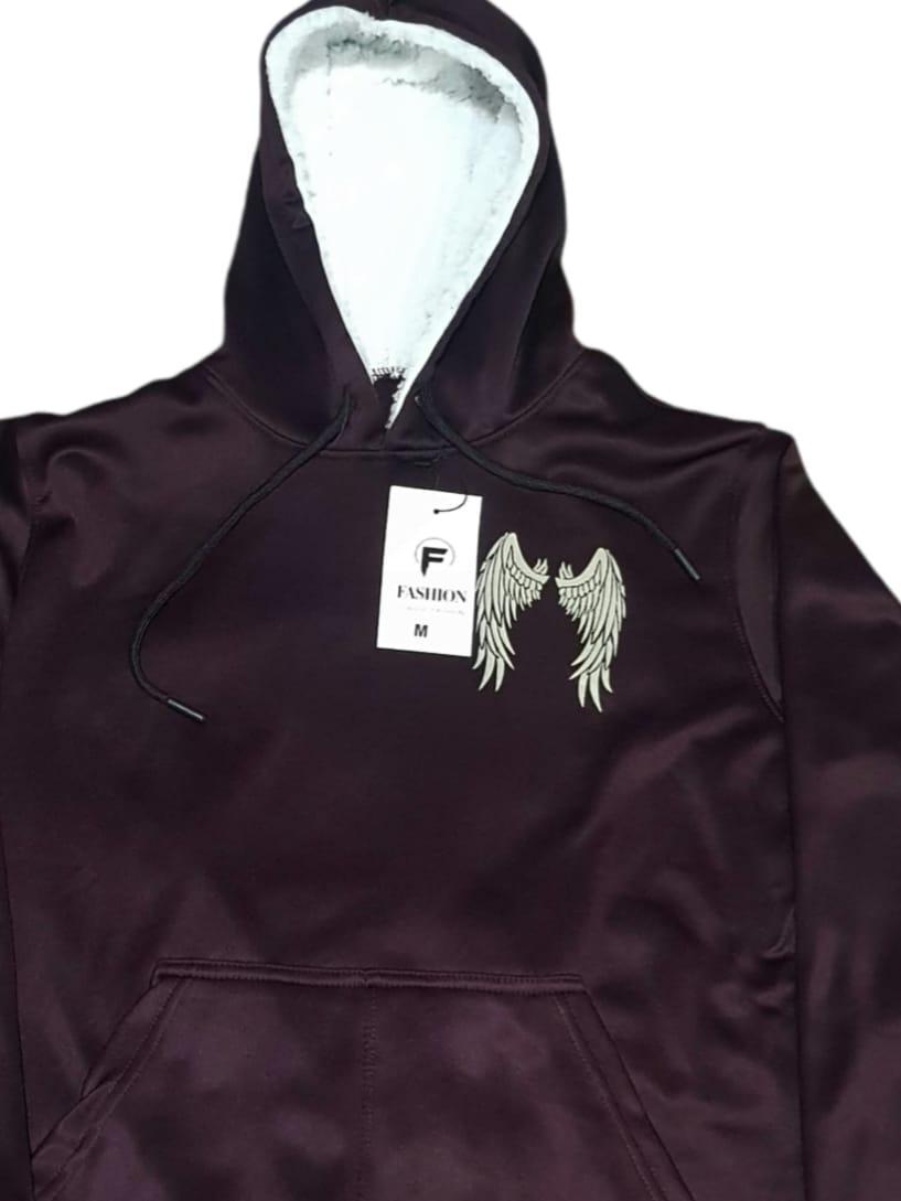 Men Maroon Fleece Hoodie with White Lining