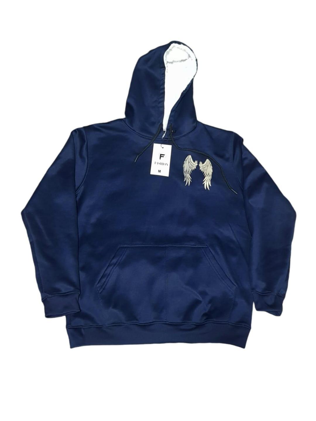 Men Blue Wing Hoodie with Fleece Lining Medium to XL