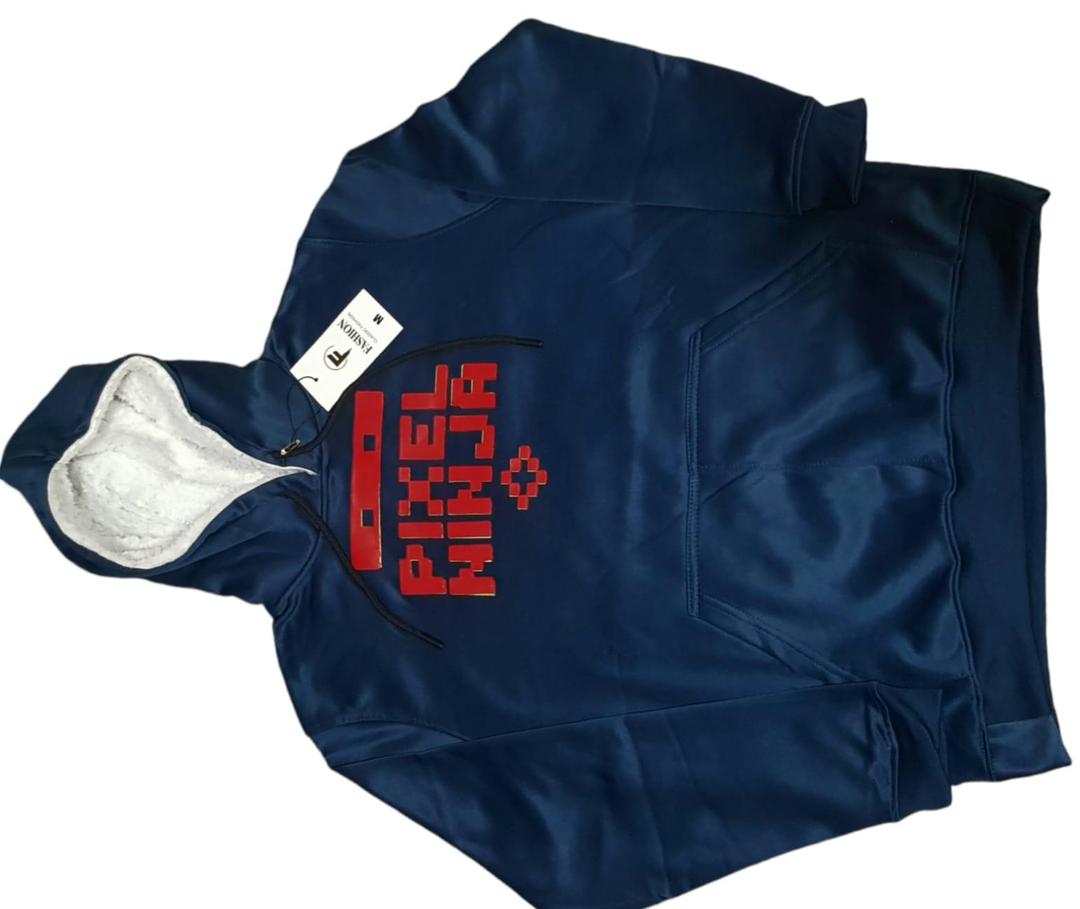 Men Blue Pixel Ninja Hoodie Fleece Lined Medium to XL