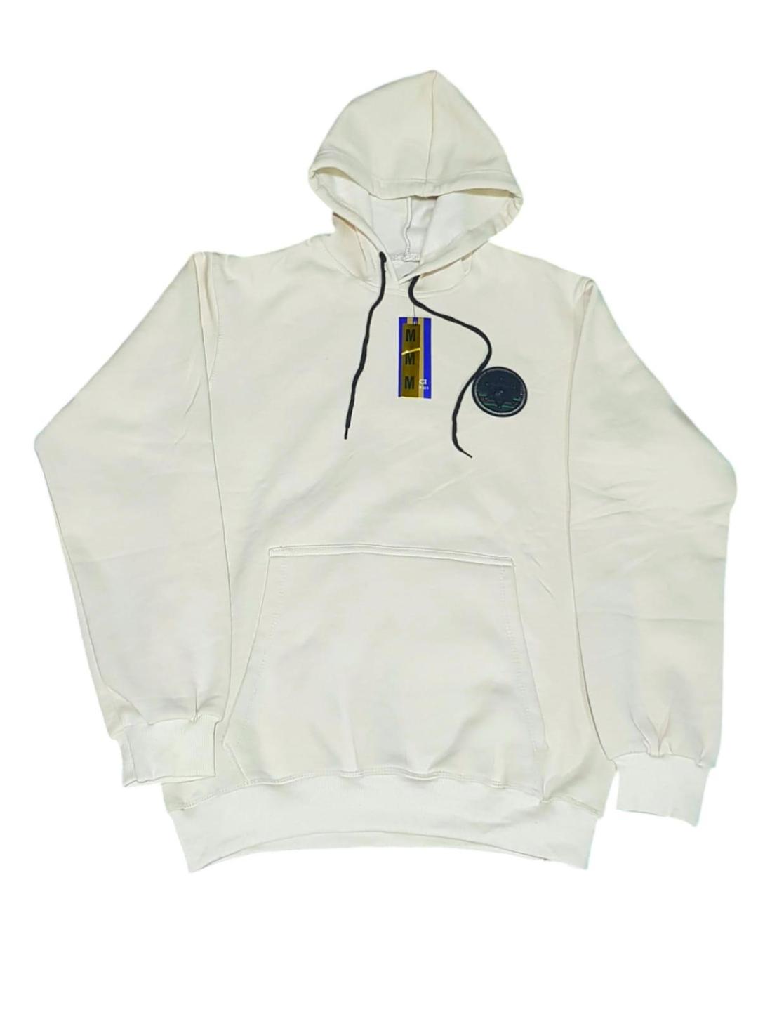 Unisex Off White Cotton Fleece Hoodie - 1 Pc Hooded Sweatshirt