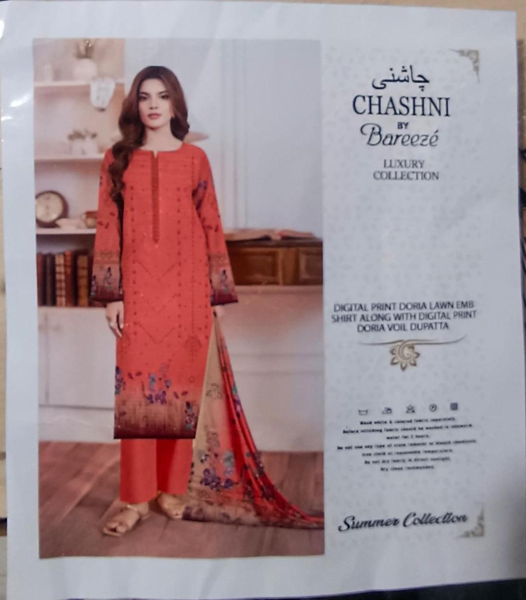 3 Pcs Women's Unstitched Printed Embroidered Suit