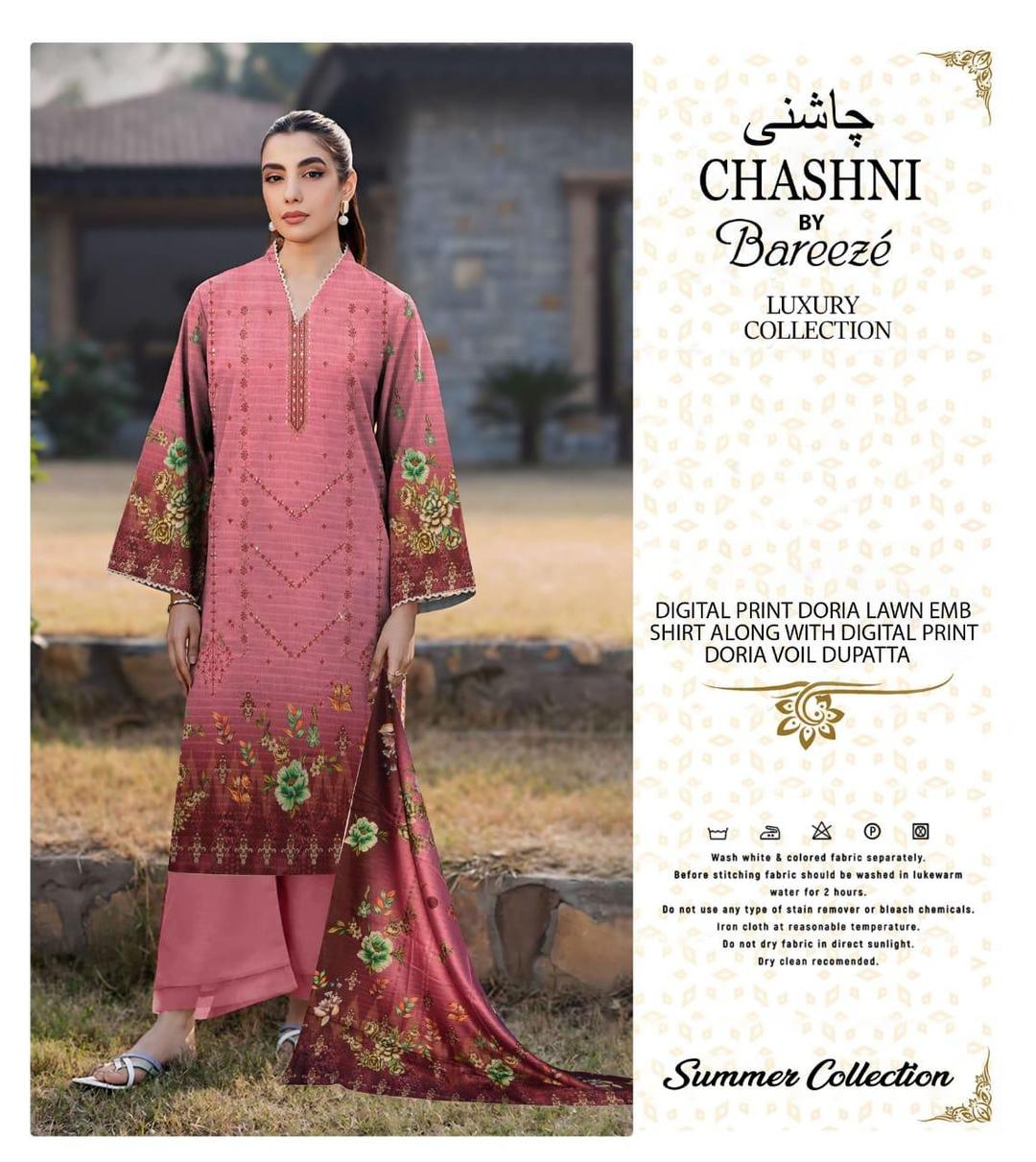 3 Pcs Women's Unstitched Printed Embroidered Suit