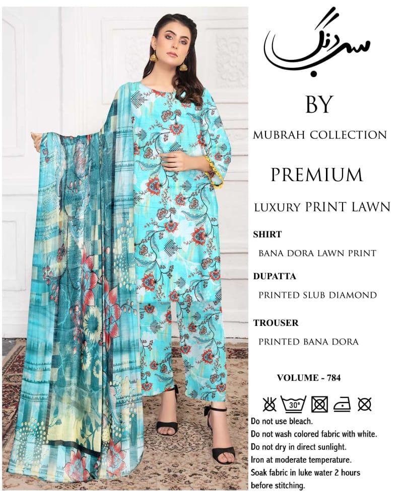 3 Pcs Women's Unstitched Digital Print Suit