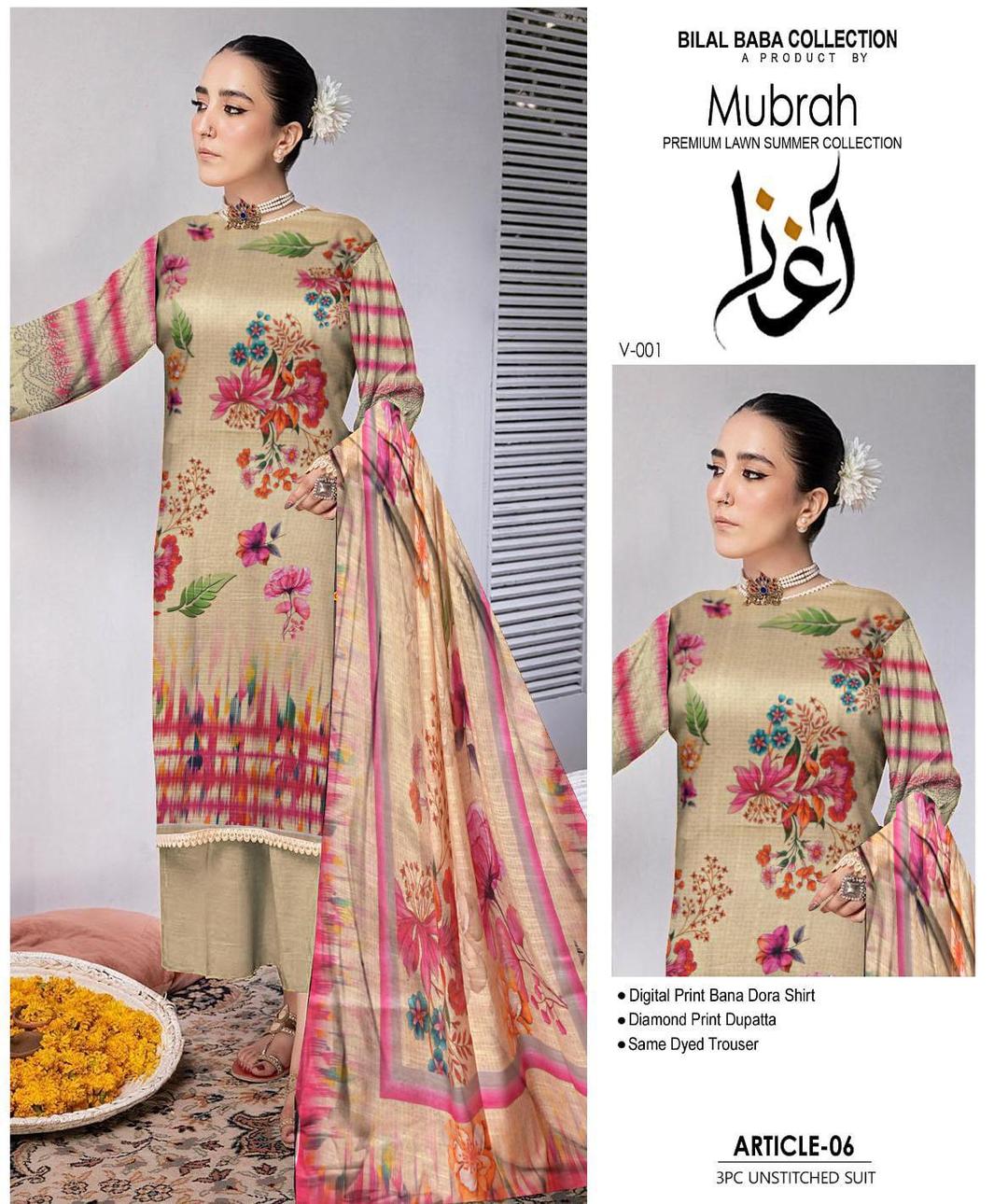 3 Pcs Women's Unstitched Digital Print Suit