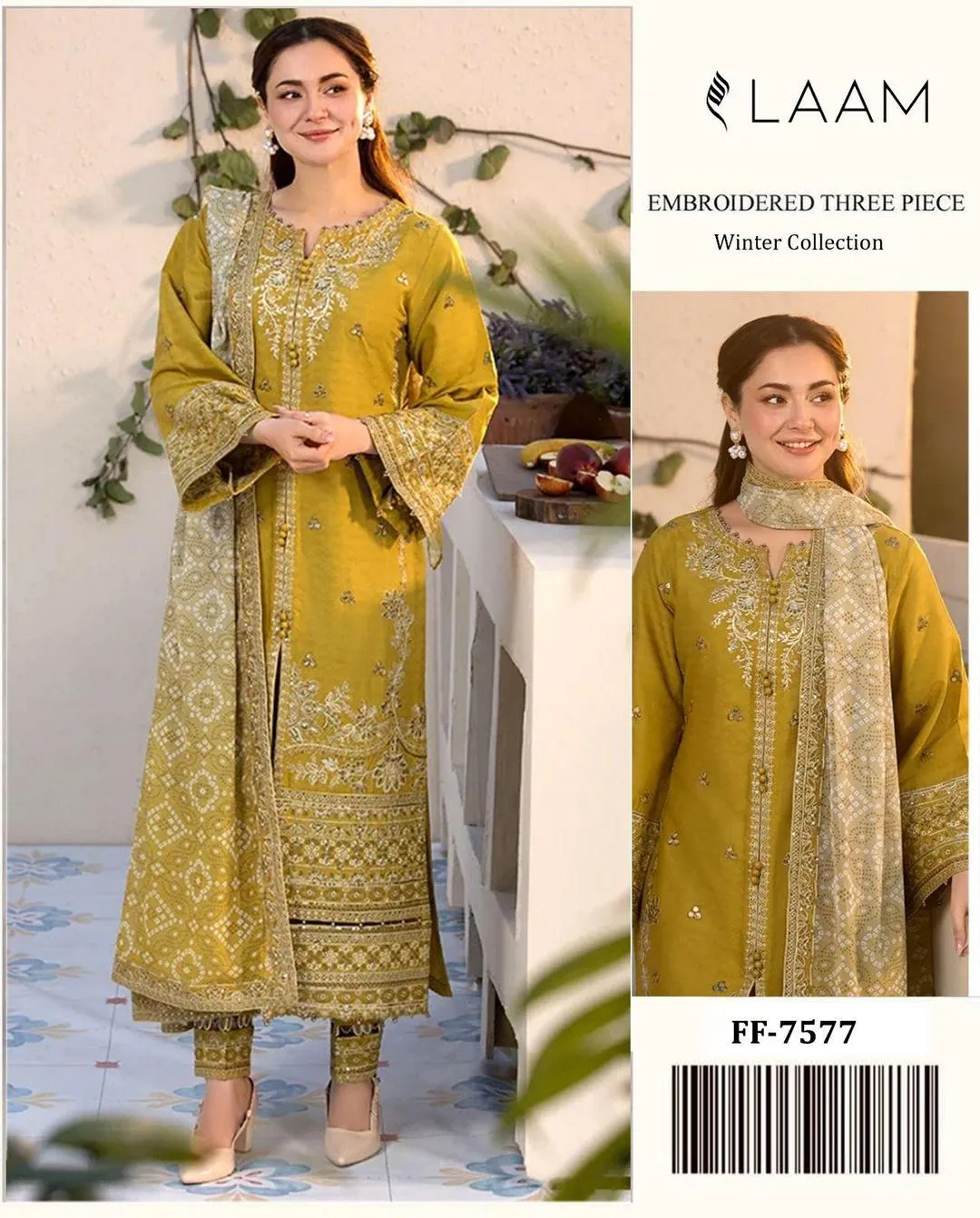 3 Pcs Women's Unstitched Embroidered Suit