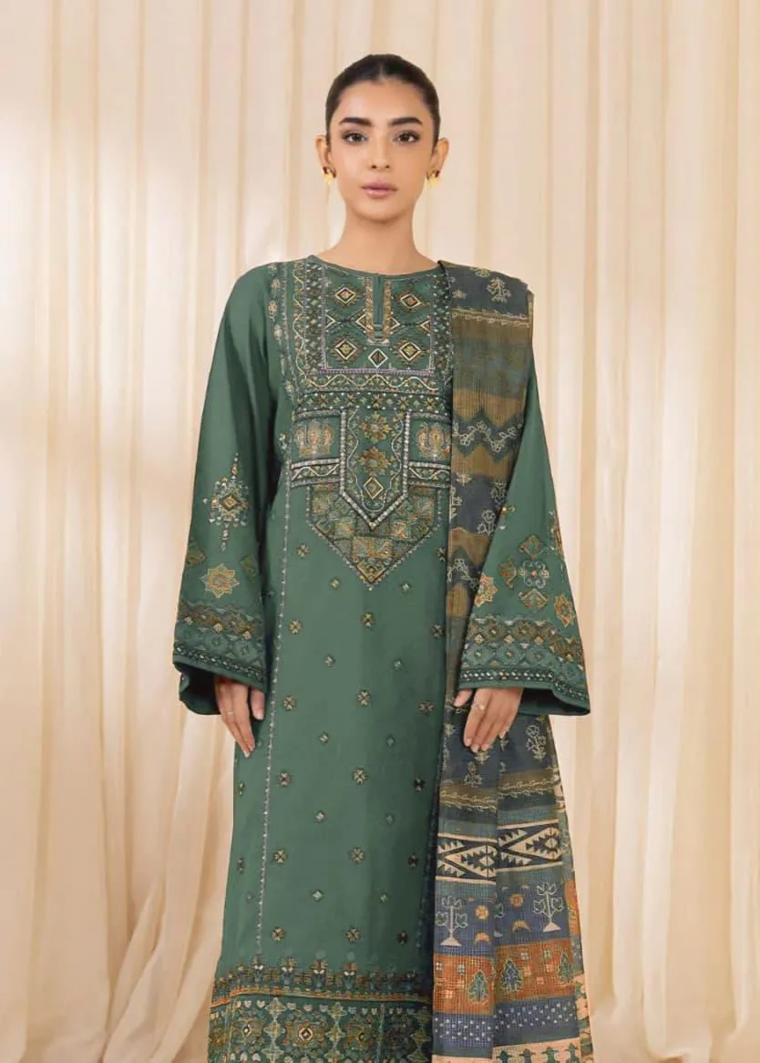 3 Pcs Women's Unstitched Embroidered Suit