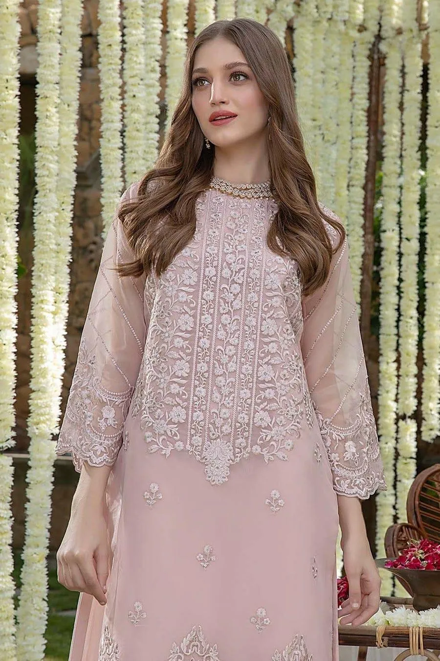 Organza Embroidered 2-Piece Suit for Weddings Party Wear