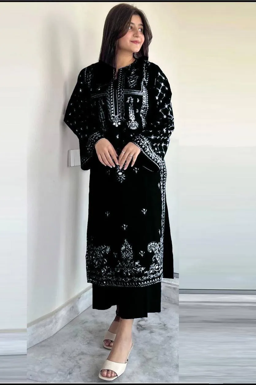 2 Pcs Women's Unstitched Embroidered Suit