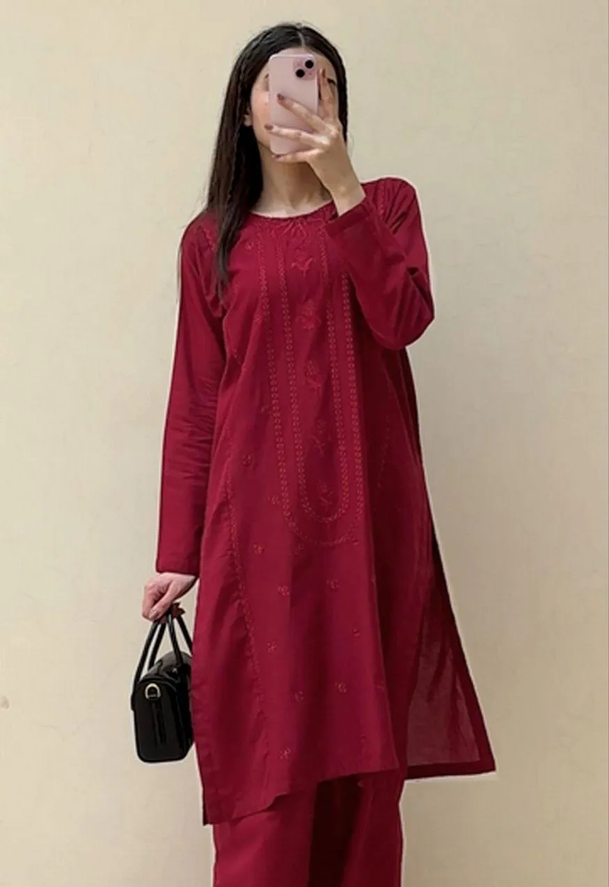 2 Pcs Women's Unstitched Embroidered Suit