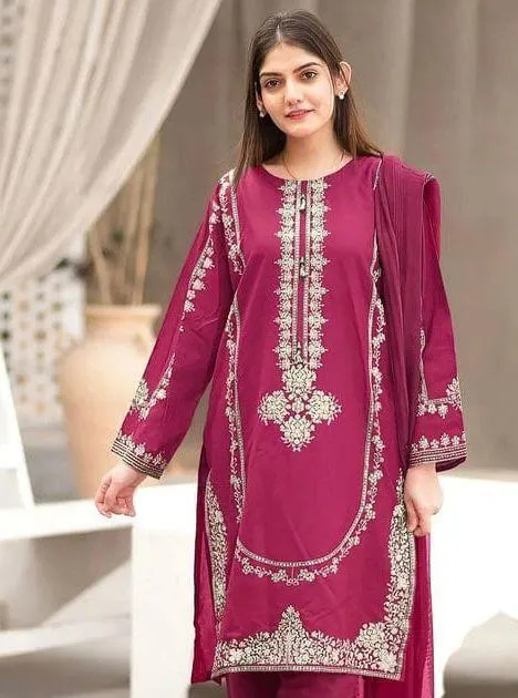 2 Pcs Women's Unstitched Embroidered Suit