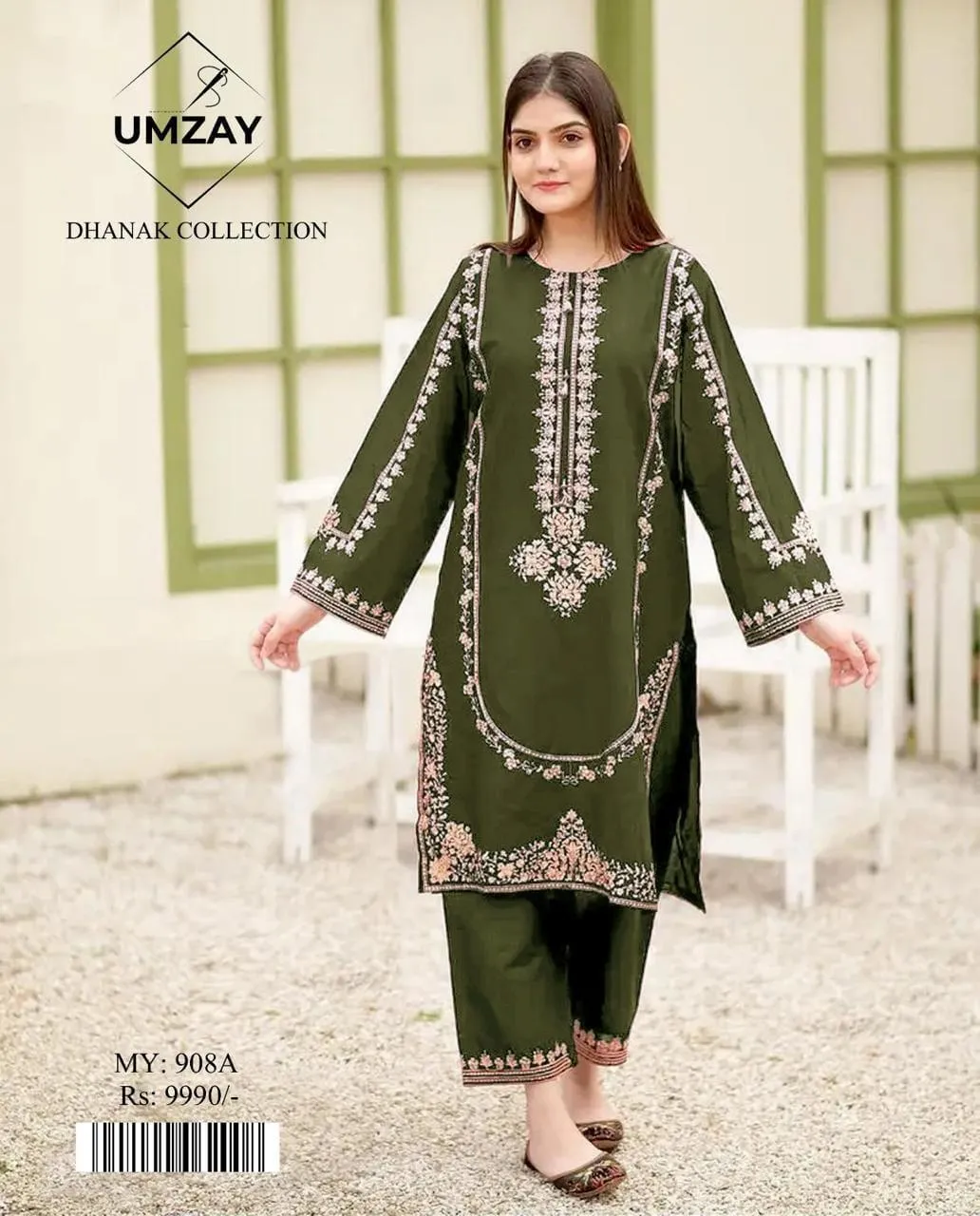 2 Pcs Women's Unstitched Embroidered Suit