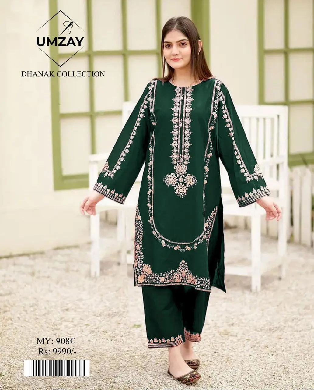 2 Pcs Women's Unstitched Embroidered Suit