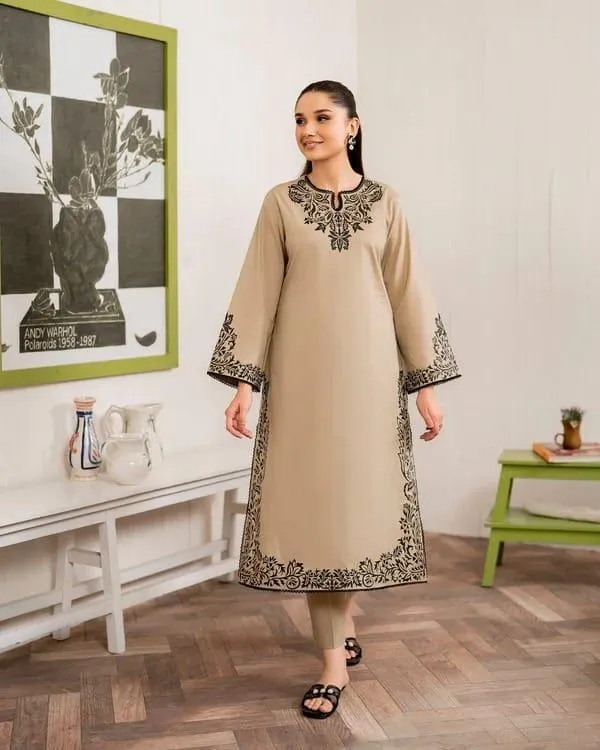 2 Pcs Women's Unstitched Embroidered Suit