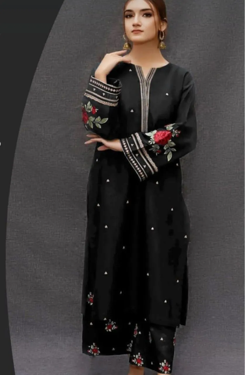 2 Pcs Women's Unstitched Embroidered Suit