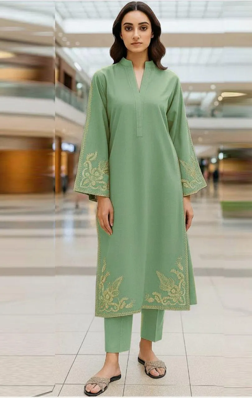 2 Pcs Women's Unstitched Embroidered Suit