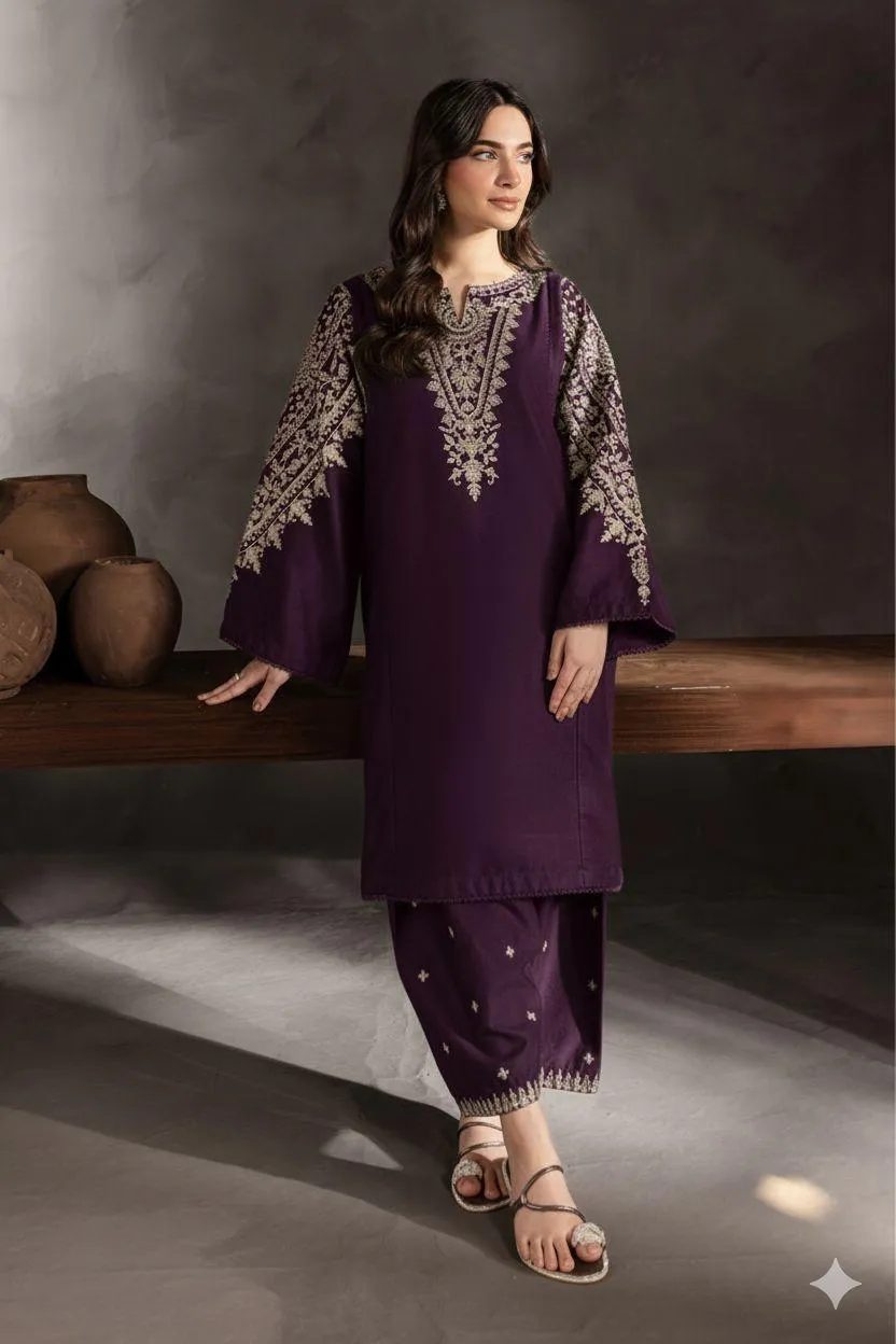 2 Pcs Women's Unstitched Embroidered Suit