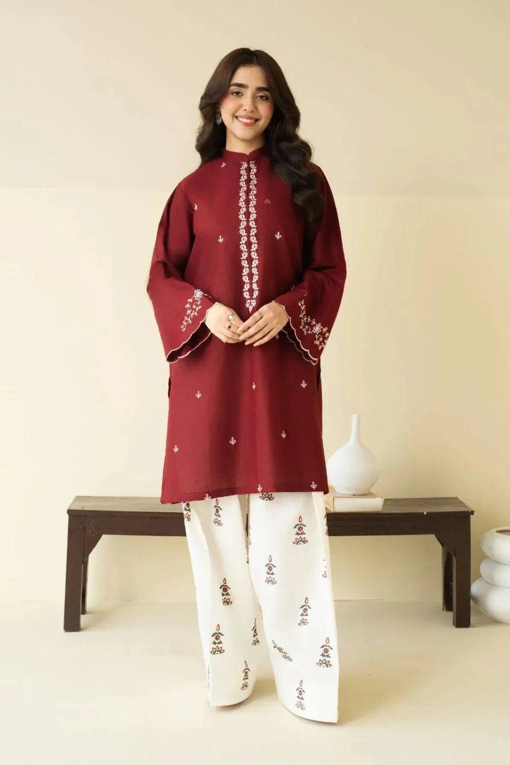 2 Pcs Women's Unstitched Embroidered Suit