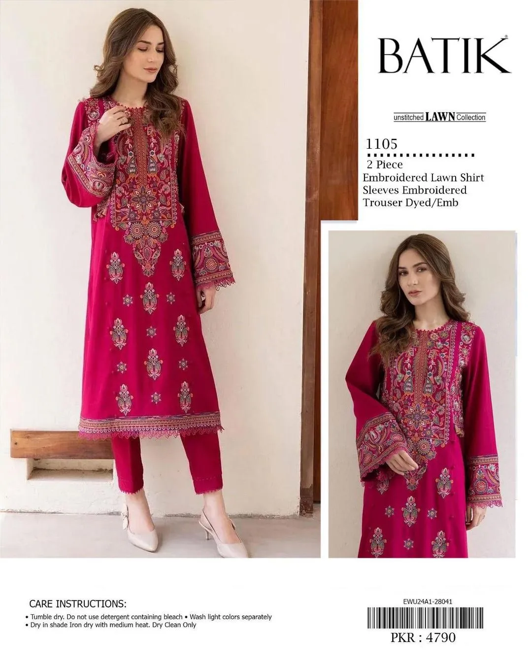 2 Pcs Women's Unstitched Embroidered Suit