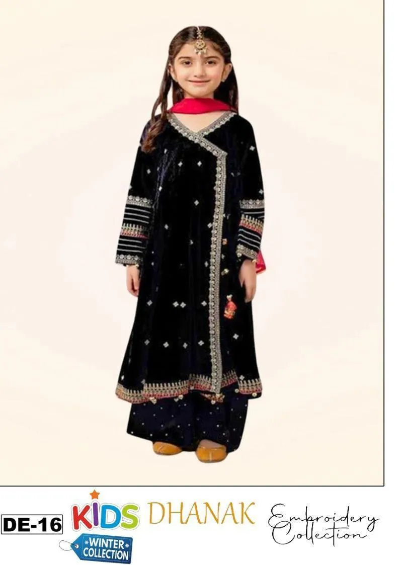 3 Pcs Girl's Dhanak Embroidered Unstitched Suit