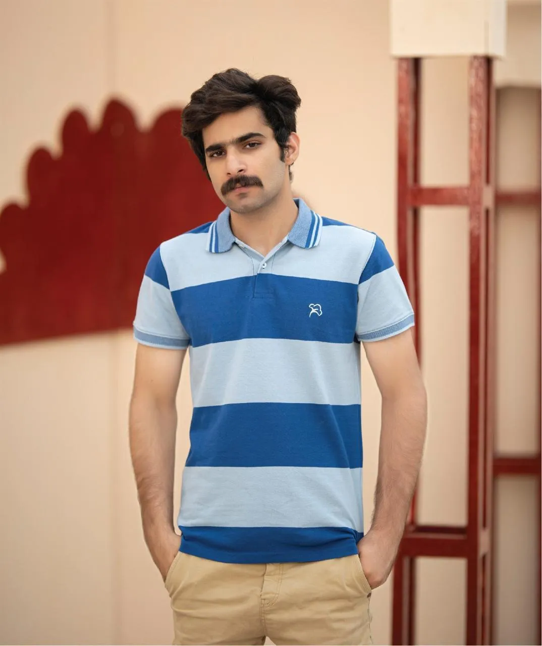 Men's Striper Yarn Dyed Polo Shirt