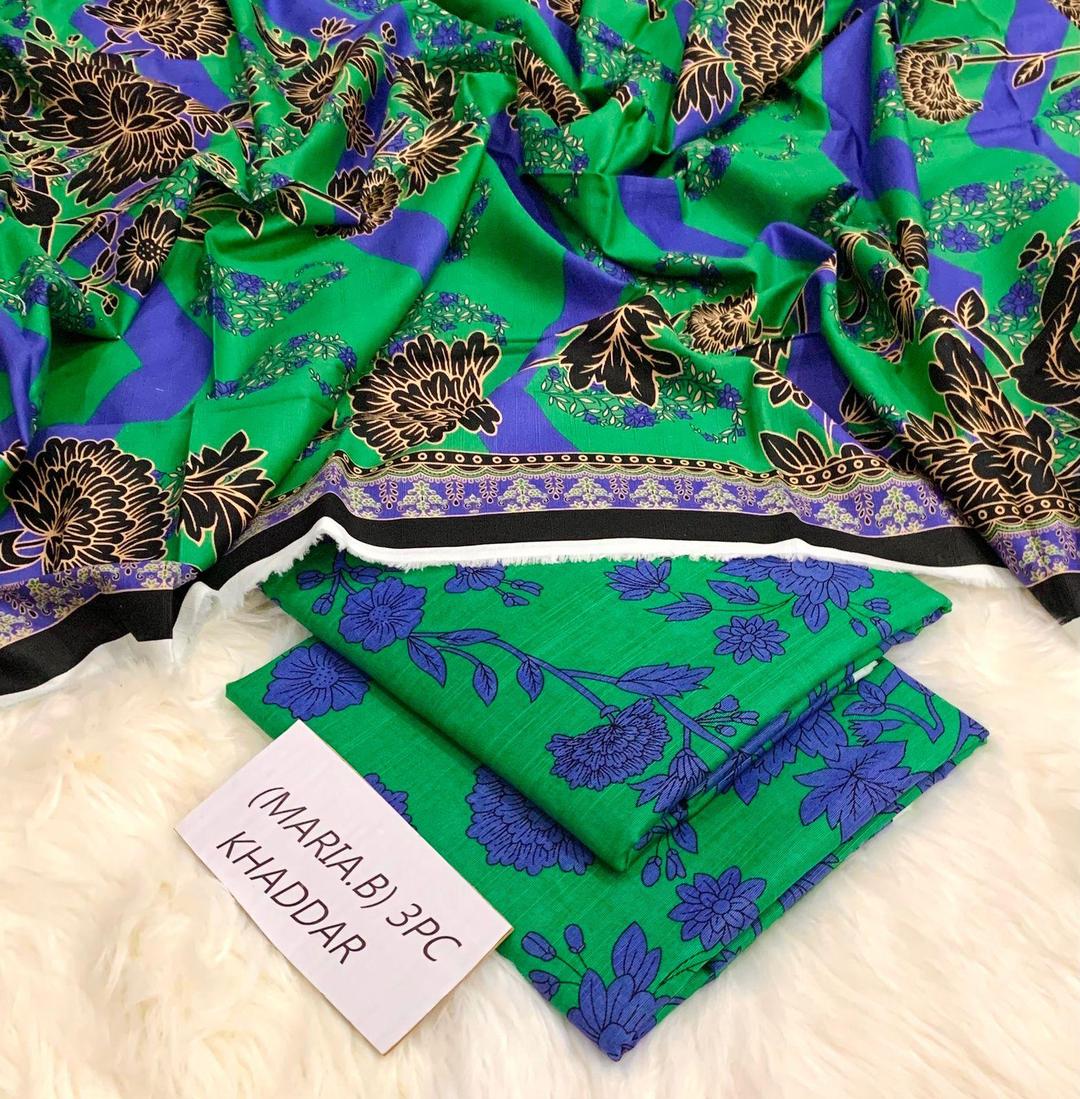 khaddar 3piece suit | Maria B. 3piece suit | winter collection | unstiched 3piece | Branded 3piece suit