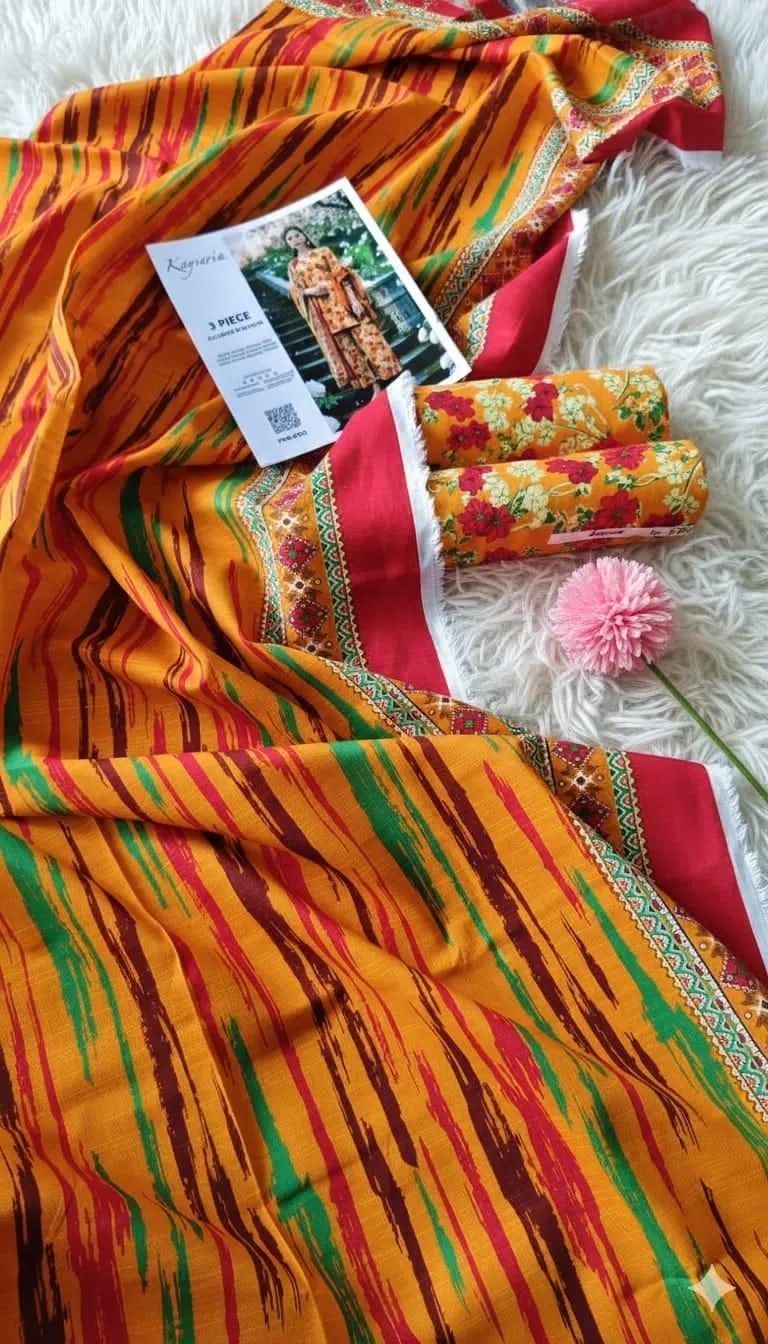 Branded Kayseria Khaddar 3 Pcs Women's Unstitched Printed Suit