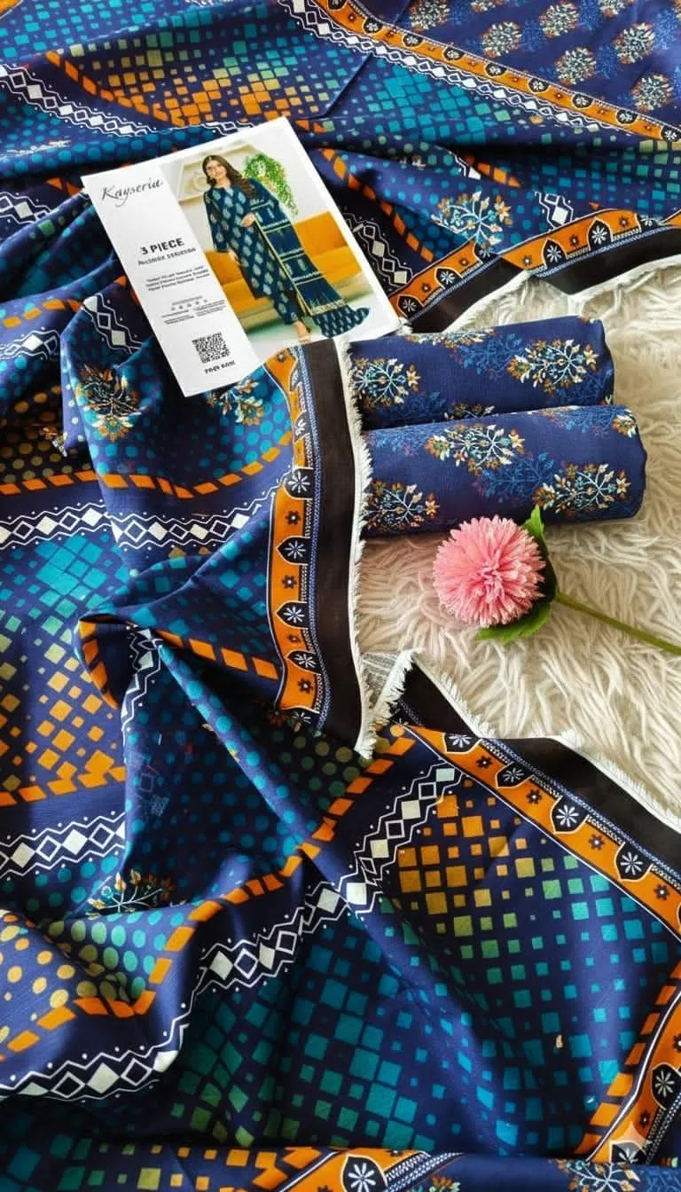 Branded Kayseria Khaddar 3 Pcs Women's Unstitched Printed Suit