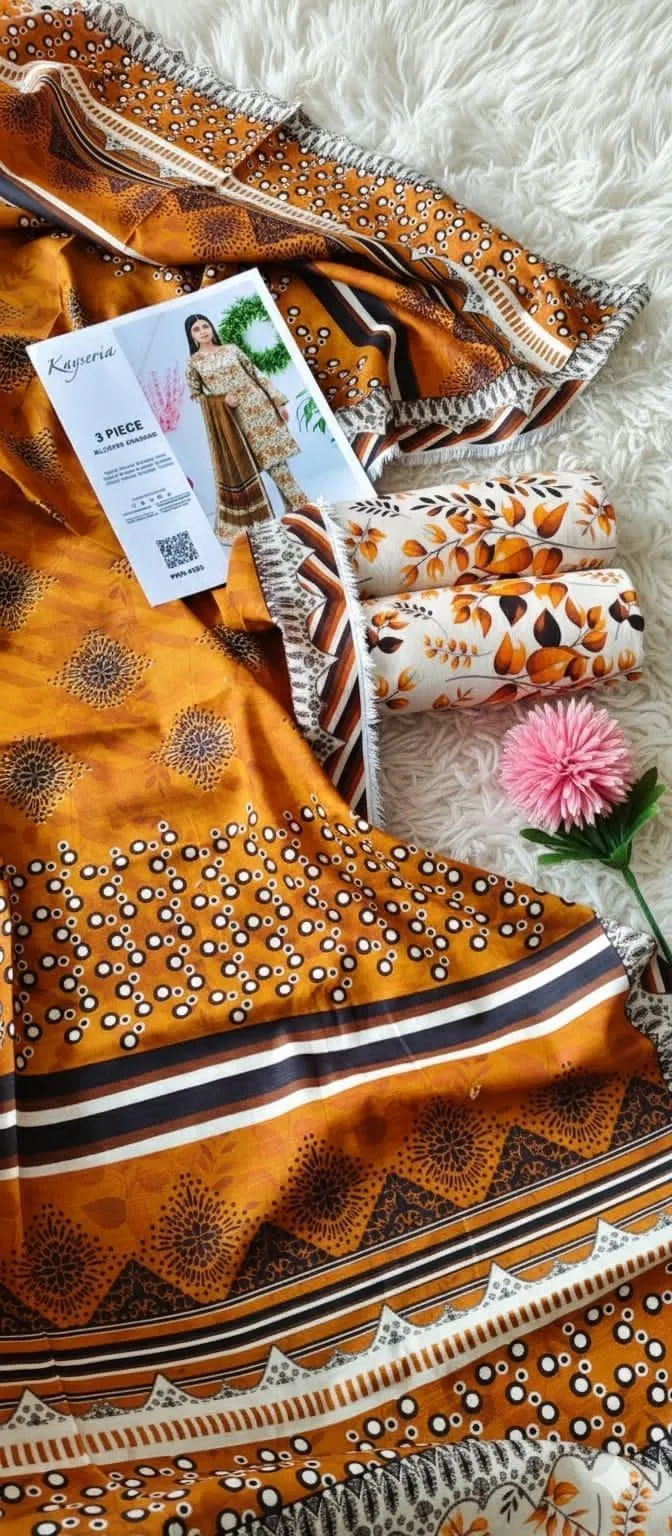 3 Pcs Women's Unstitched Printed Suit