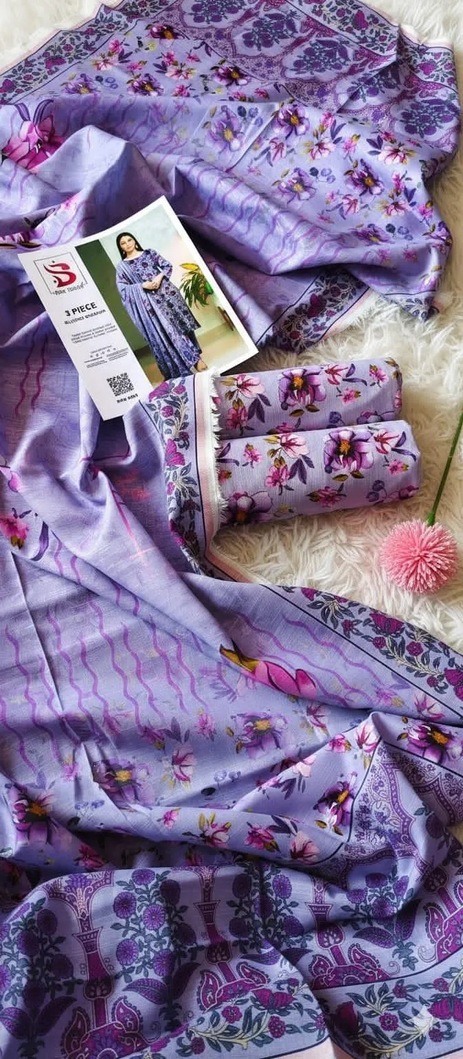 Bin Saeed Khaddar 3 Pcs Women's Unstitched Printed Suit