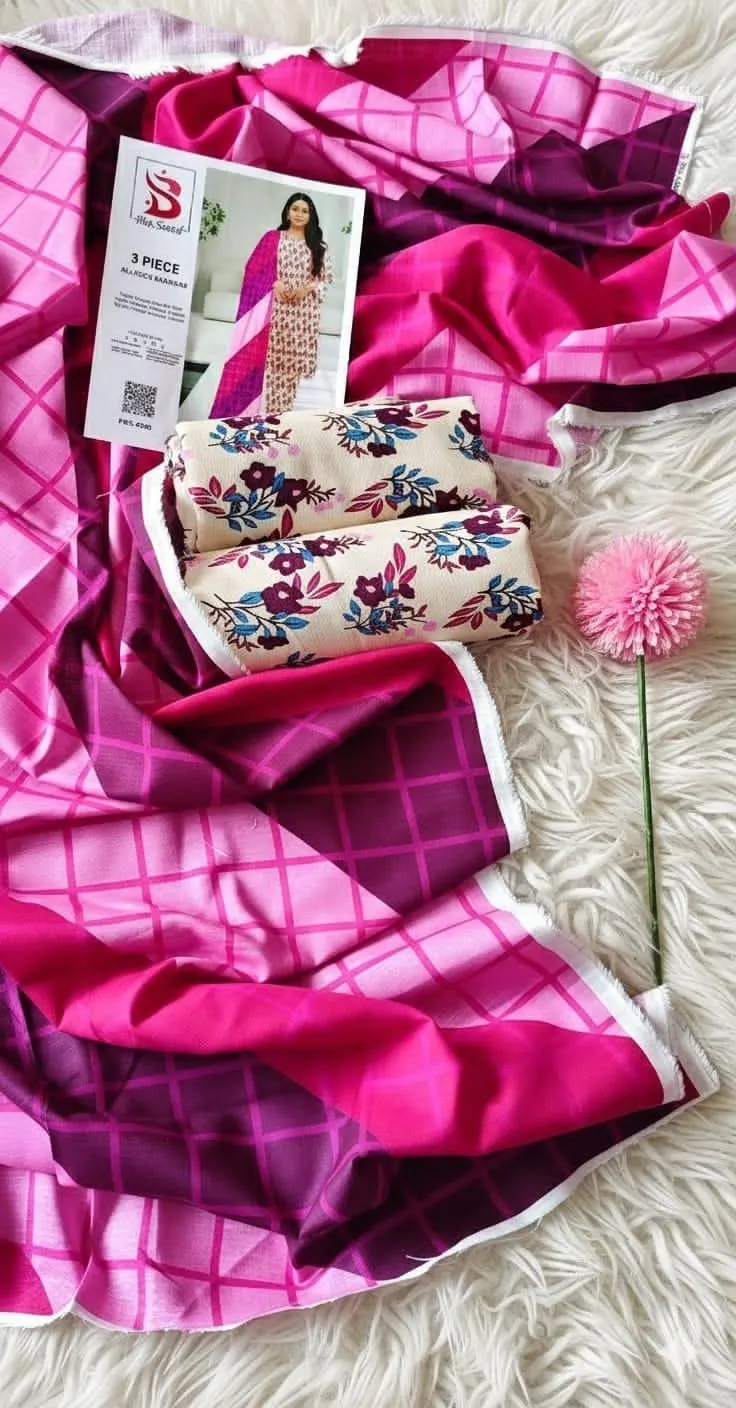 3 Pcs Women's Unstitched Printed Suit