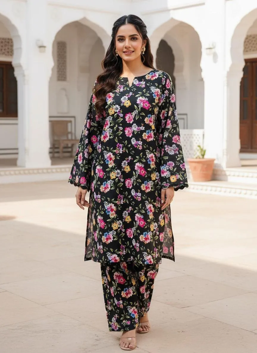 2 Pcs Women's Unstitched Printed Khaddar Suit