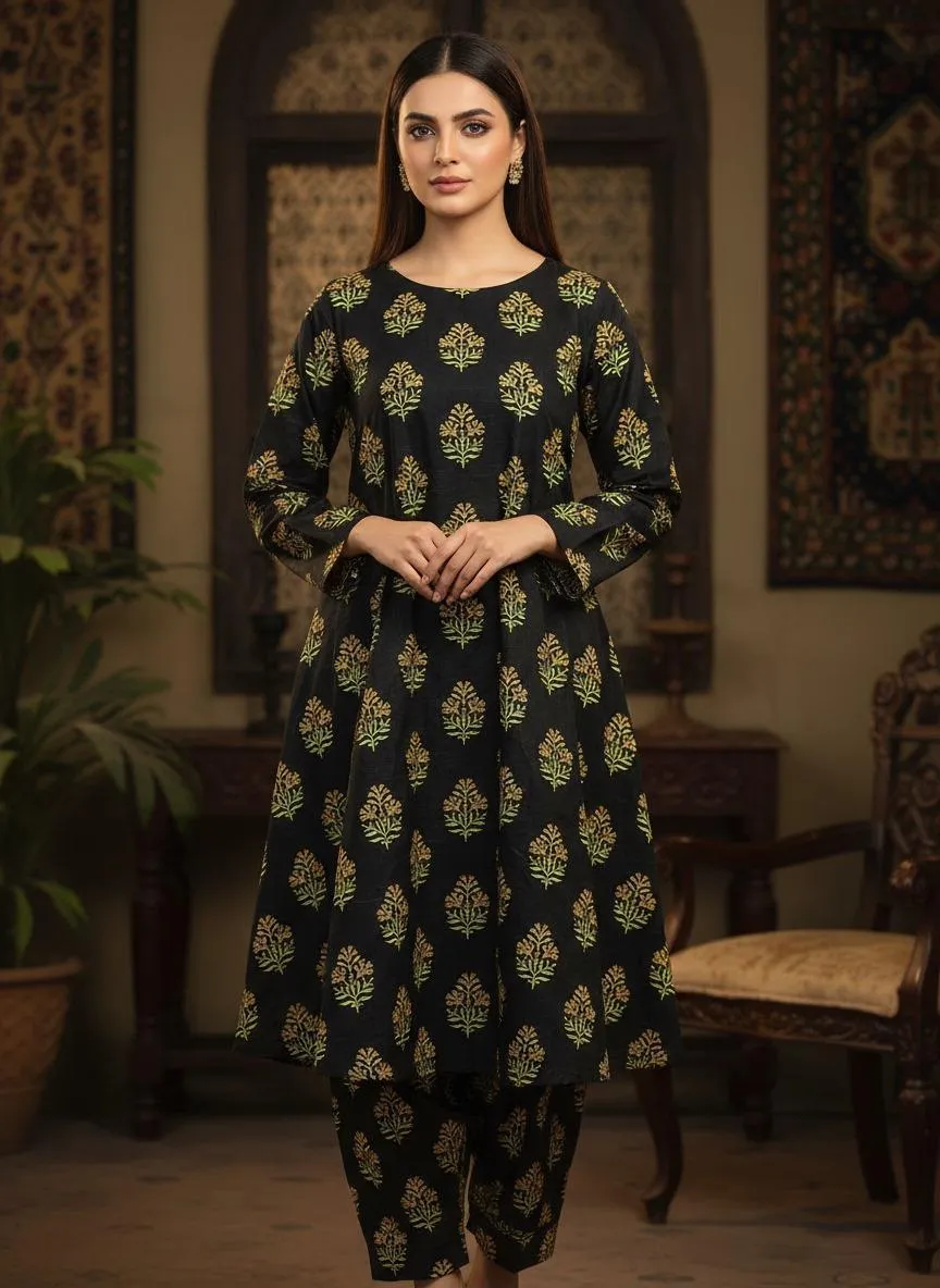 2 Pcs Women's Unstitched Printed Khaddar Suit