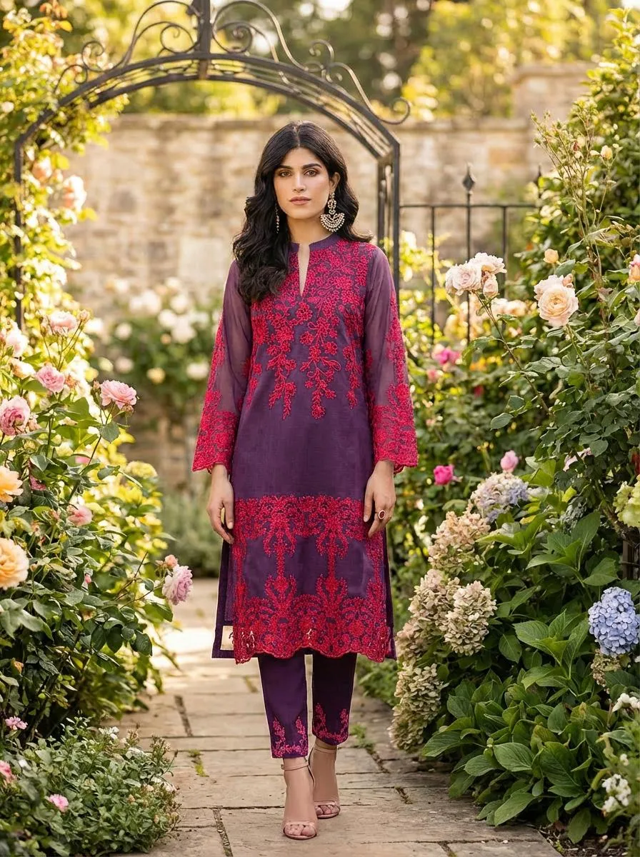 2 Pcs Women's Unstitched Embroidered Suit