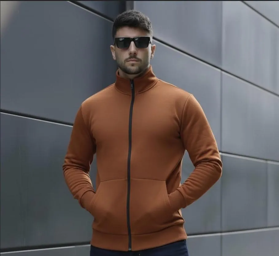 1 Pc Men's Fleece Plain Fleece Jacket