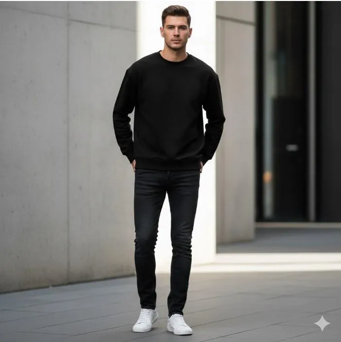 1 Pc Men's Fleece Plain Sweatshirt