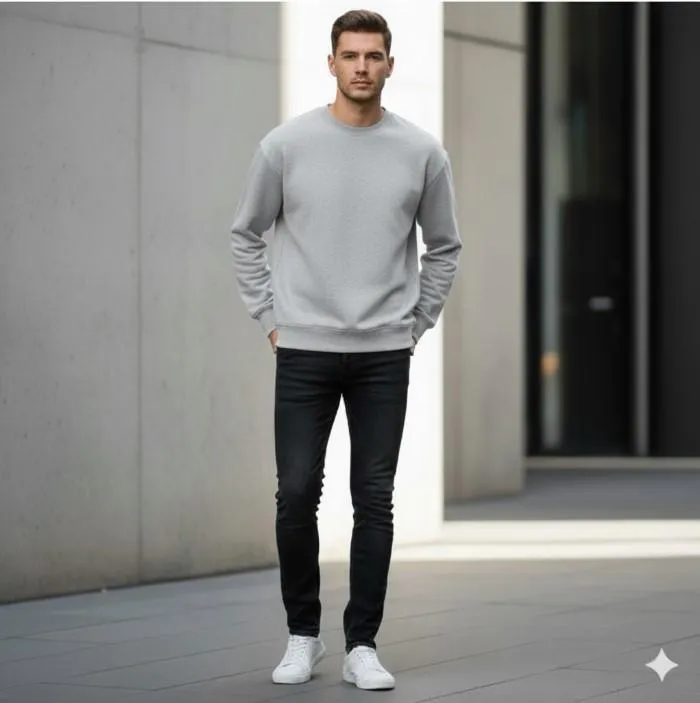 1 Pc Men's Fleece Plain Sweatshirt