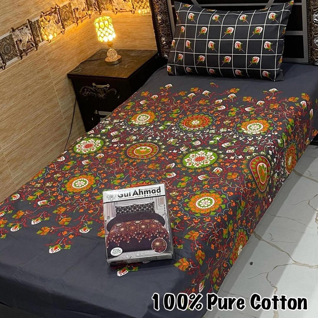 4 Pcs Cotton Printed Single Bedsheet